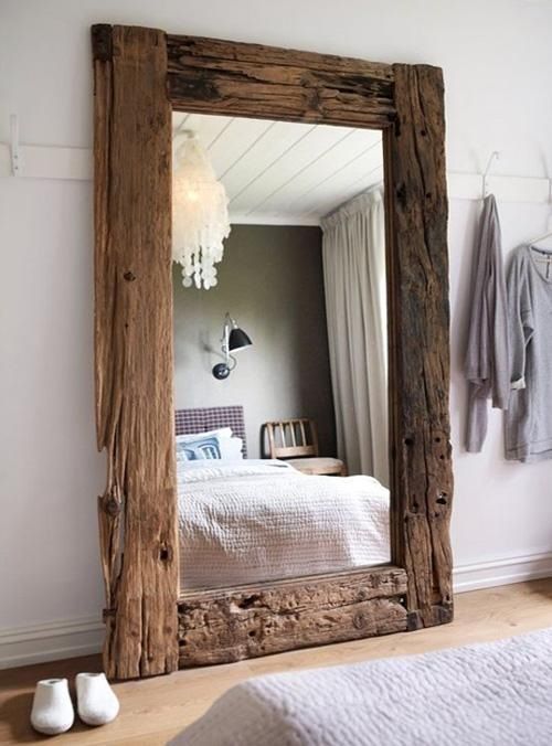 large wooden mirror